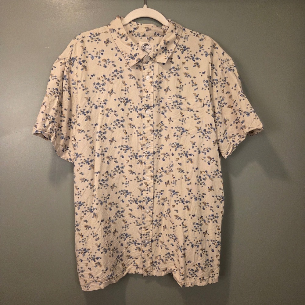 O'Neill Men's Size XXL Standard Fit Short Sleeve Button Up Shirt Floral Print